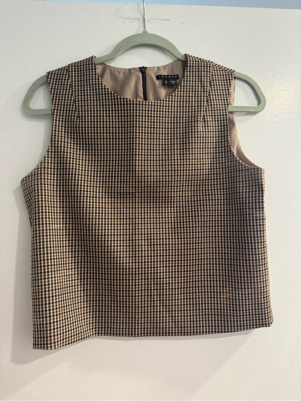 Theory Women's Sleeveless Houndstooth Shell Top Size Small | fall workwear